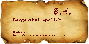 Bergenthal Apolló névjegykártya